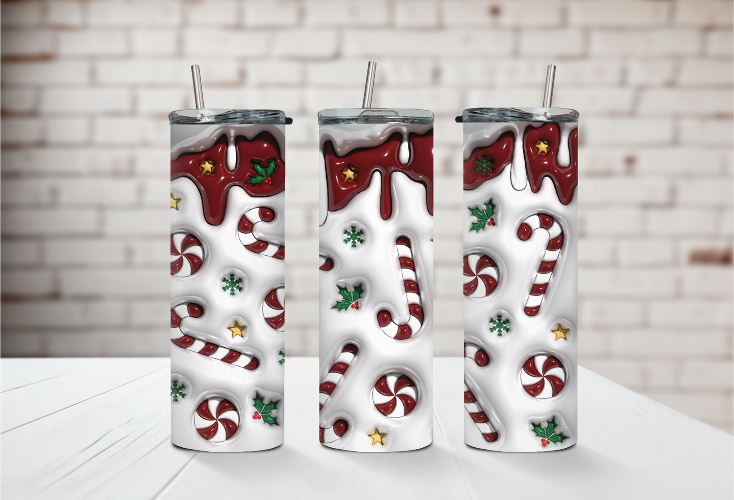 3D Candy Cane 20oz Tumbler