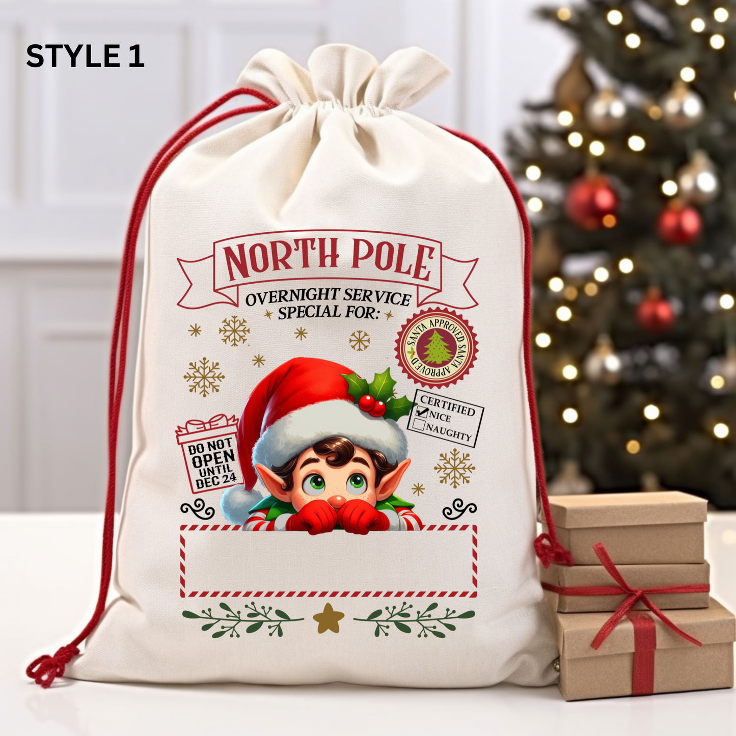 Small Linen Christmas Eve Santa Sack