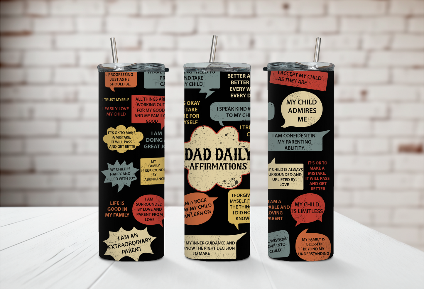 Dad Daily Affirmation 20oz Tumbler In Black