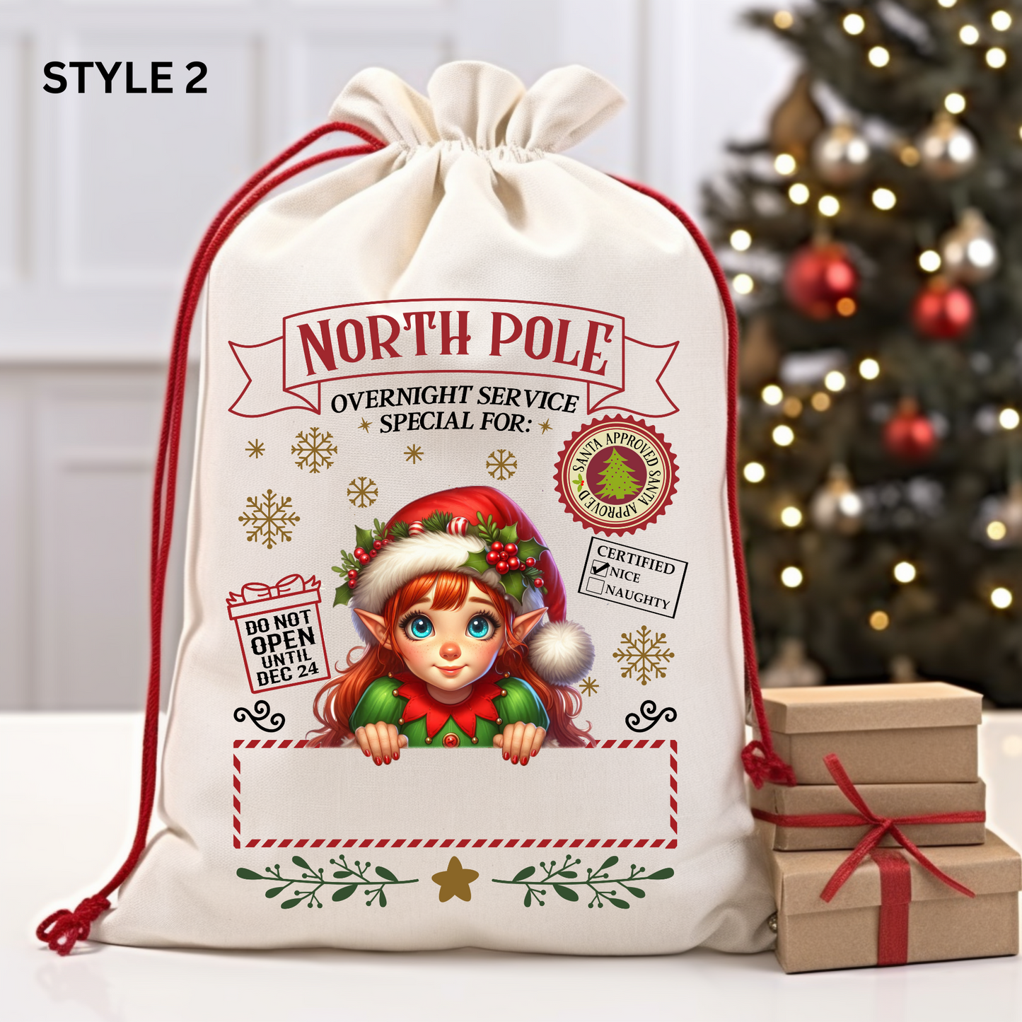 Small Linen Christmas Eve Santa Sack