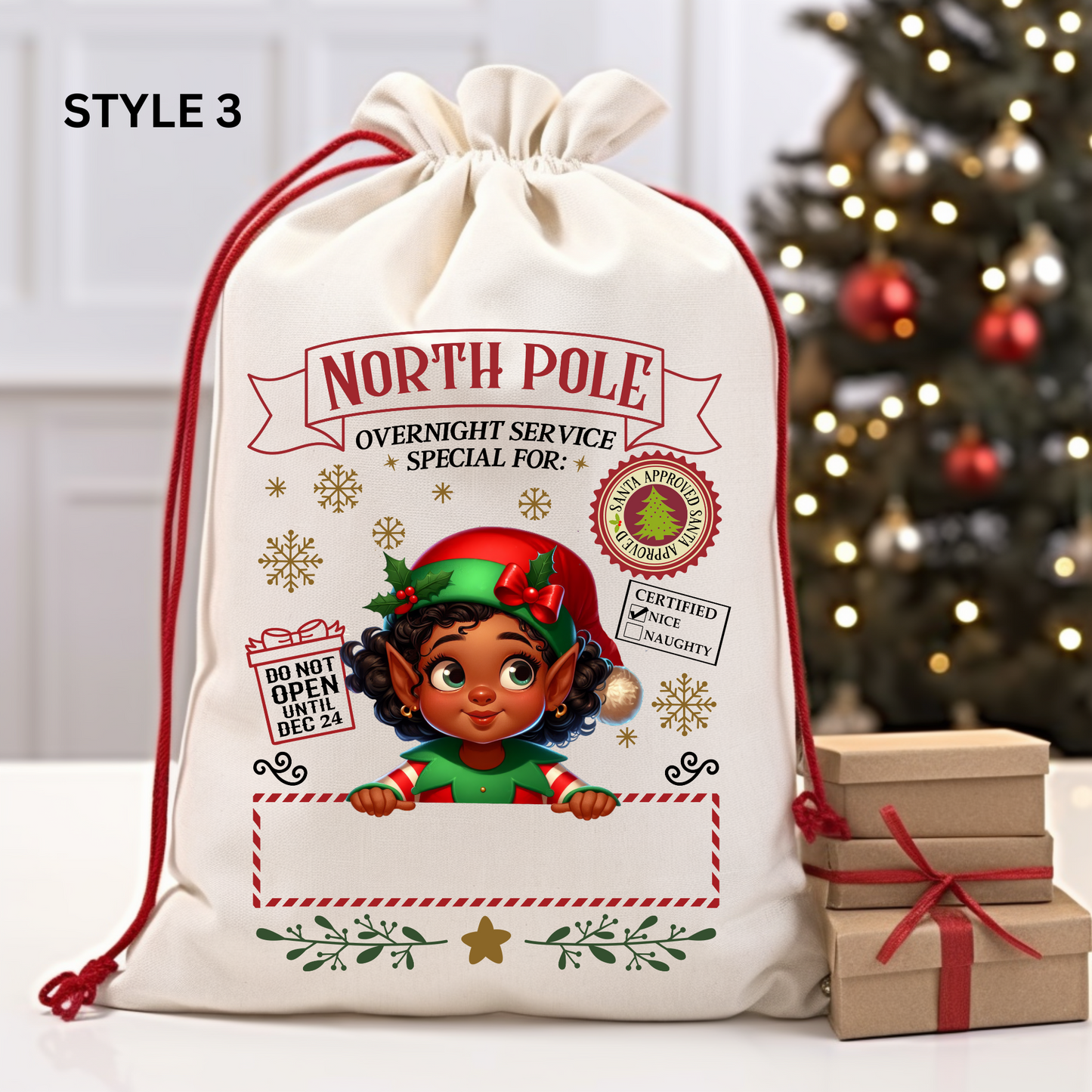 Small Linen Christmas Eve Santa Sack