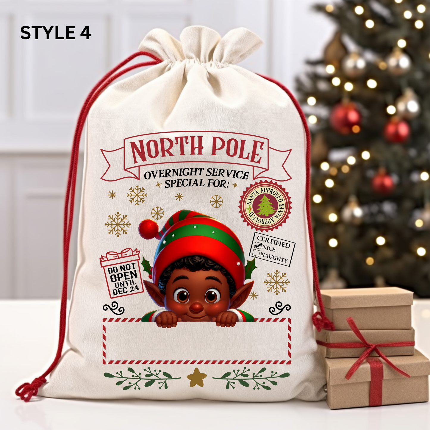 Small Linen Christmas Eve Santa Sack