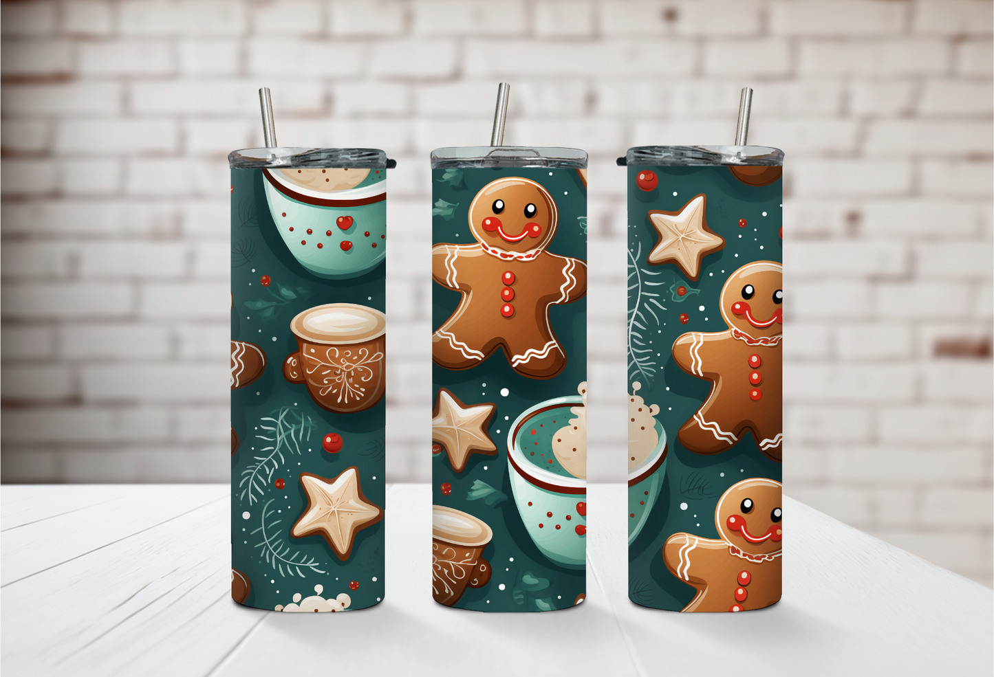 Teal Gingerbread Man 20oz Tumbler