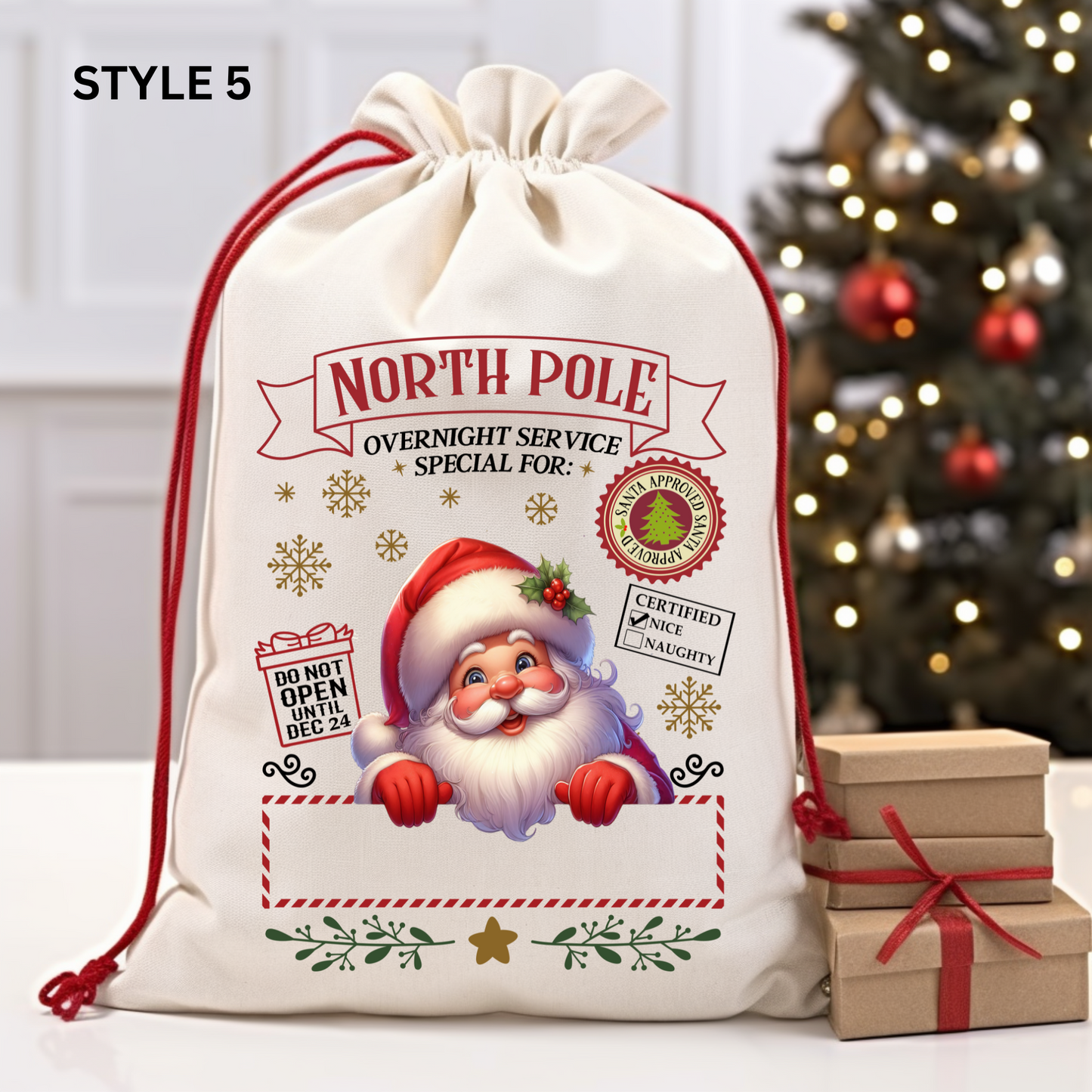 Large Linen Christmas Eve Santa Sacks