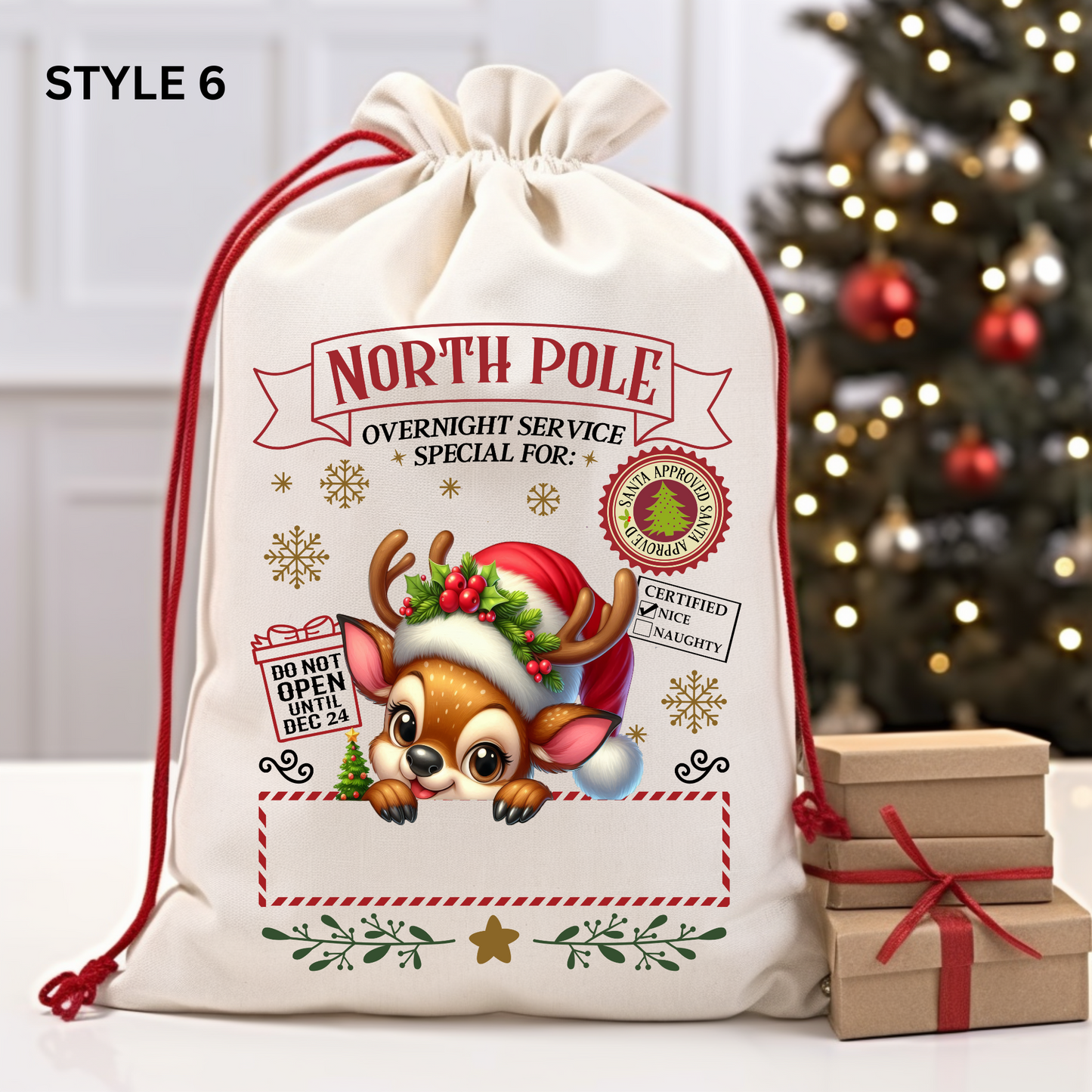 Large Linen Christmas Eve Santa Sacks