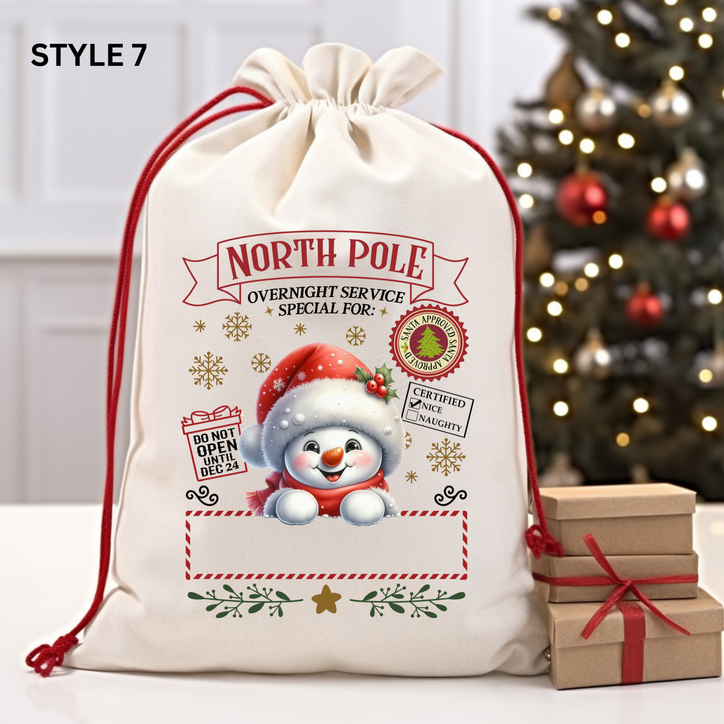 Small Linen Christmas Eve Santa Sack